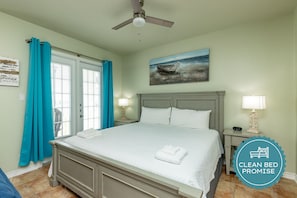 Sleep better at Padre Escapes with our exclusive Clean Bed Promise, providing fresh linens, comforters, and towels washed at high temperatures exceeding CDC recommendations, setting us apart for a truly restful vacation