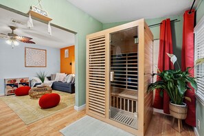 Boho charm meets state of the art wellness amenities like your private FAR Sauna