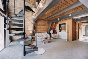 Indoors, House, Loft, Staircase, Furniture