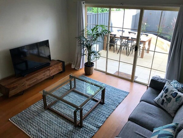 Complimentary Wi-Fi. Smart TV for streaming. Spacious bathrooms and comfortable climate throughout