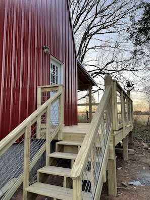 Park directly by steps for easy access.