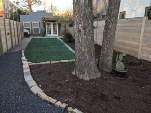 Large front yard fit for a playful dog.