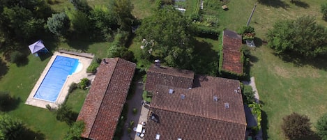 Aerial View of Domaine de France Gites and pool area