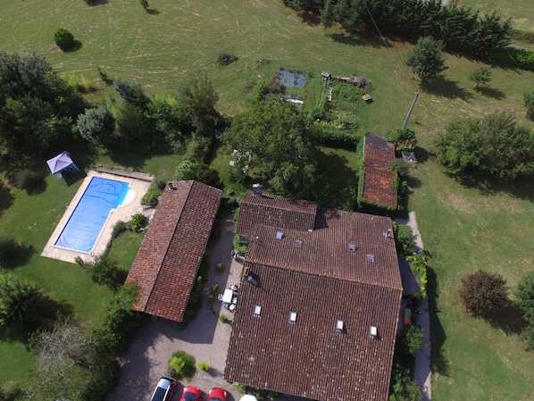 Aerial View of Domaine de France Gites and pool area