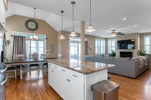 Living room and dining area off of the kitchen.
