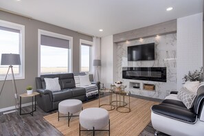 Living Room with LED Fireplace and TV