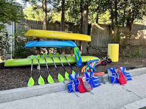 1 Tandem, 5 Single plus life-vests, noodles, lilly pad, boogy board, coolers etc