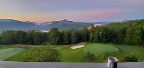 View of 3rd hole, Lake Burton & Blue Ridge Mountains from main covered deck.