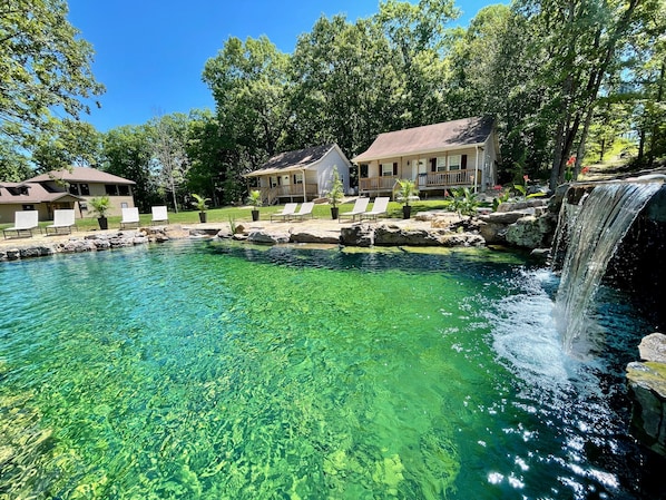 Swimming Pond. Units in this photo are Reflections(Right) & Cozy Cottage(Left). 