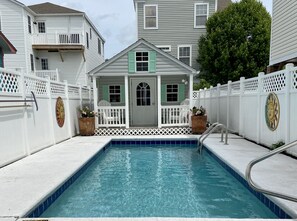 Private pool measures 9 ft wide by 23 ft long.