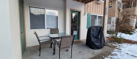 Patio at the back of the condo looking out towards Mountain Home Ridge