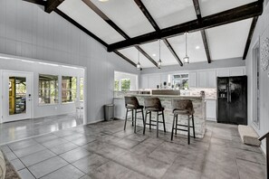 Newly built kitchen with Granite Countertops and Bar seating 