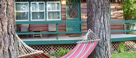 Relax in the hammock in the front yard