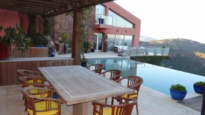 Outdoor dining table with great views