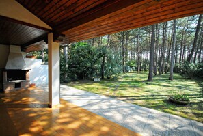 Terrace. Patio with barbecue