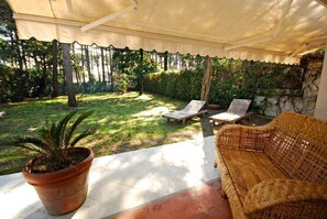 exterior patio with garden view