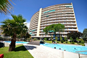 External view of the building. Exterior swimmingpool