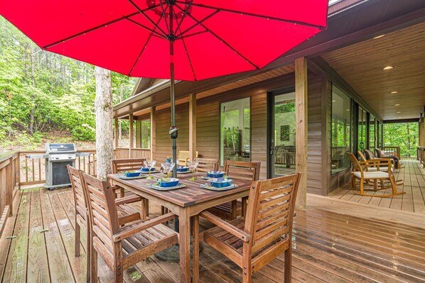 Wrap Porchw ith Dining, Lounging, and Grilling