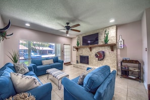 Living Area with a Queen Sofa Sleeper