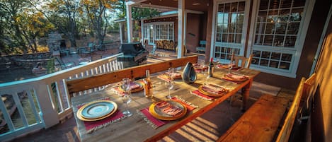 Outdoor covered dining area