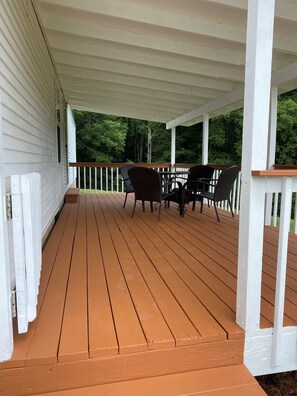 
Freshly painted covered front porch