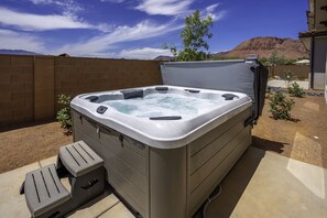 Private hot tub on the patio