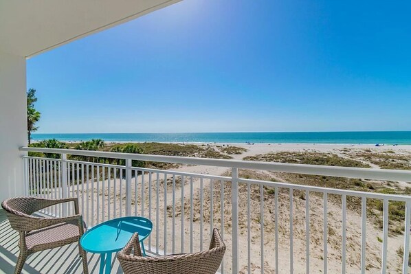 Balcony, beach view from the 404W unit!