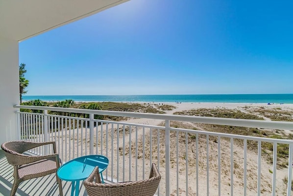 Balcony, beach view from the 404W unit!