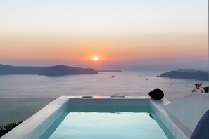 Hot tub with sunset view