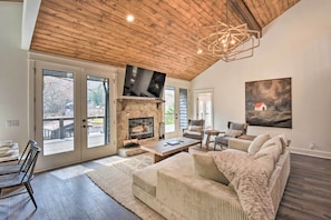 Living Room | Wood-Burning Fireplace | Deck Access