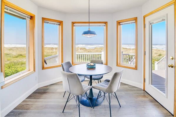 Enjoy coffee in the sun-filled breakfast nook.