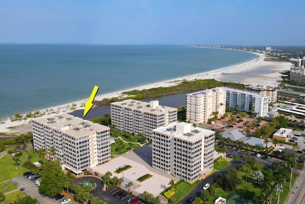 This beautiful Gulf-front condo is located in the south tower of Creciente, on the mid-south end of Hickory Island, home to Fort Myers Beach.