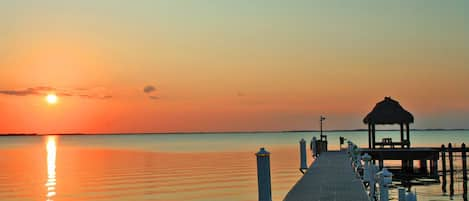 dock at sunset