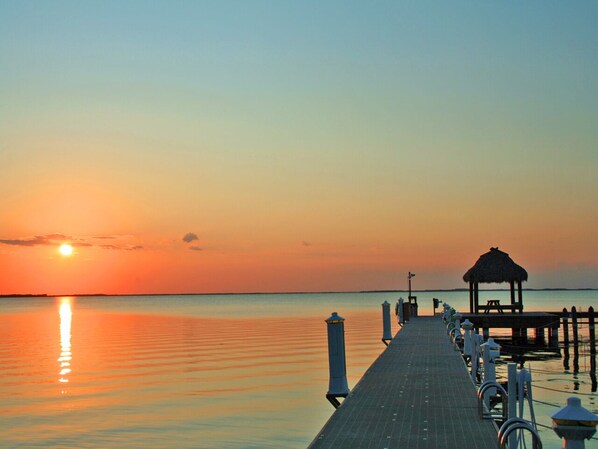 dock at sunset