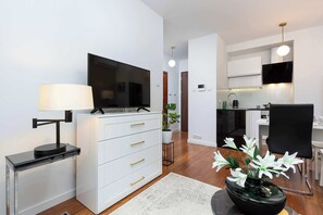 Living room with television.