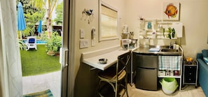 Fridge and sink.  