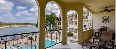 360 degree views from your private balcony. Running waterfall at the pool below!