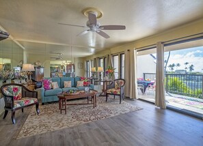 Poipu Beach Condos - Bright welcoming living room | Walk to the beach | Kauai Kahuna Vacation Rentals
