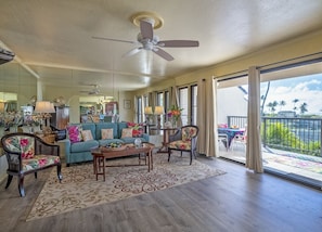 Poipu Beach Condos - Bright welcoming living room | Walk to the beach | Kauai Kahuna Vacation Rentals