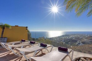 Private pool and terrace with panoramic sea views