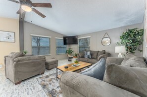 Living room with lake view