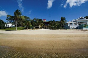 Beachfront, looking at the house from the waters edge.
