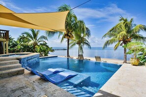 Beachfront villa with infinity pool.