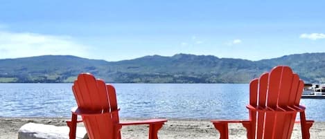 Picture yourself sitting, sipping in these chairs looking at Lake Okanagan 