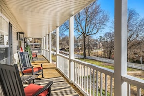 Our home lives up to it's namesake, the Pig Sooie Porch, with this large, double-decker front porch! This space is perfect for enjoying your morning coffee outside or relaxing at the end of an adventure-packed day.