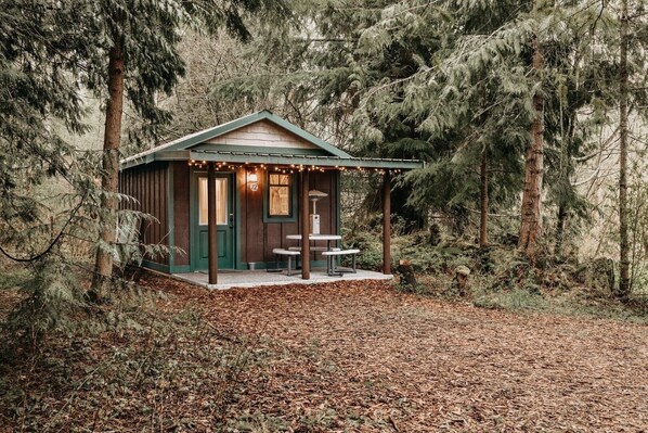 Architecture, Building, House, Cabin, Bench