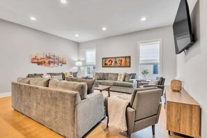 Plenty of comfortable seating with these three oversized couches
