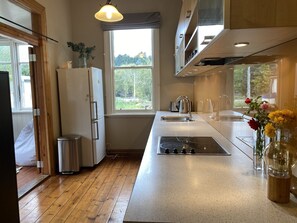 Our newly renovated kitchen. Stove top, oven, dishwater, soda stream, microwave