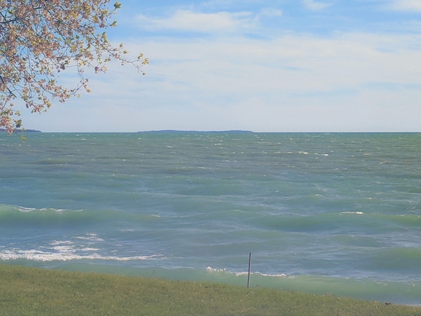 View from backyard, spring time, showing Lake Ontario's choppy personality.