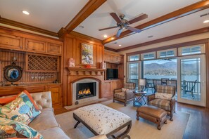 Den with fireplace